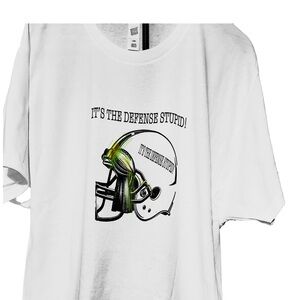 White Graphic T-Shirt with Football Helmet Design